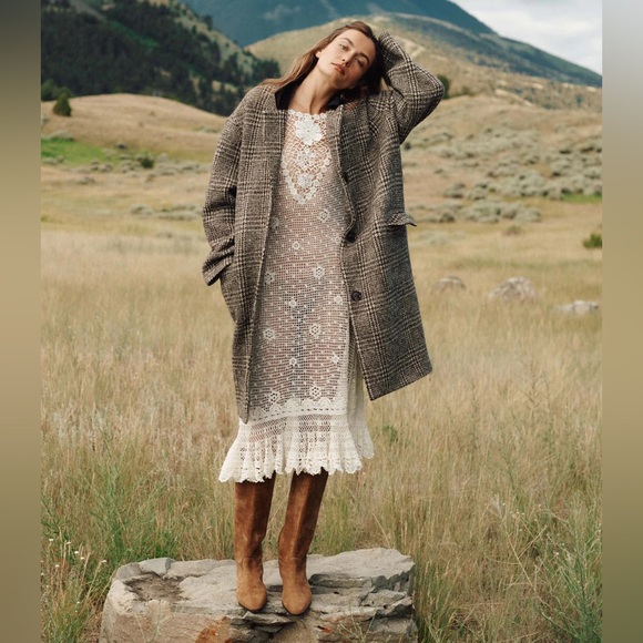 Oversized Wool Tweed Women’s Winter Coat Retro Style Beige Neutral Tan Classic - Picture 12 of 16